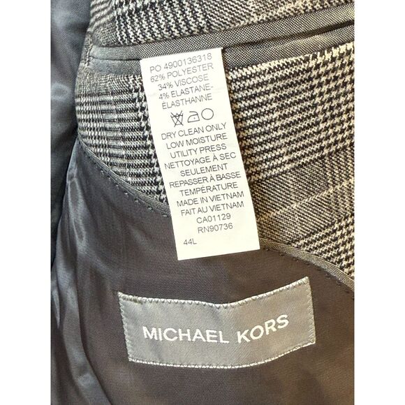 Michael Kors Kent Sport Coat Men's Size 44L Black White Stretch Plaid Tailored - Picture 9 of 9